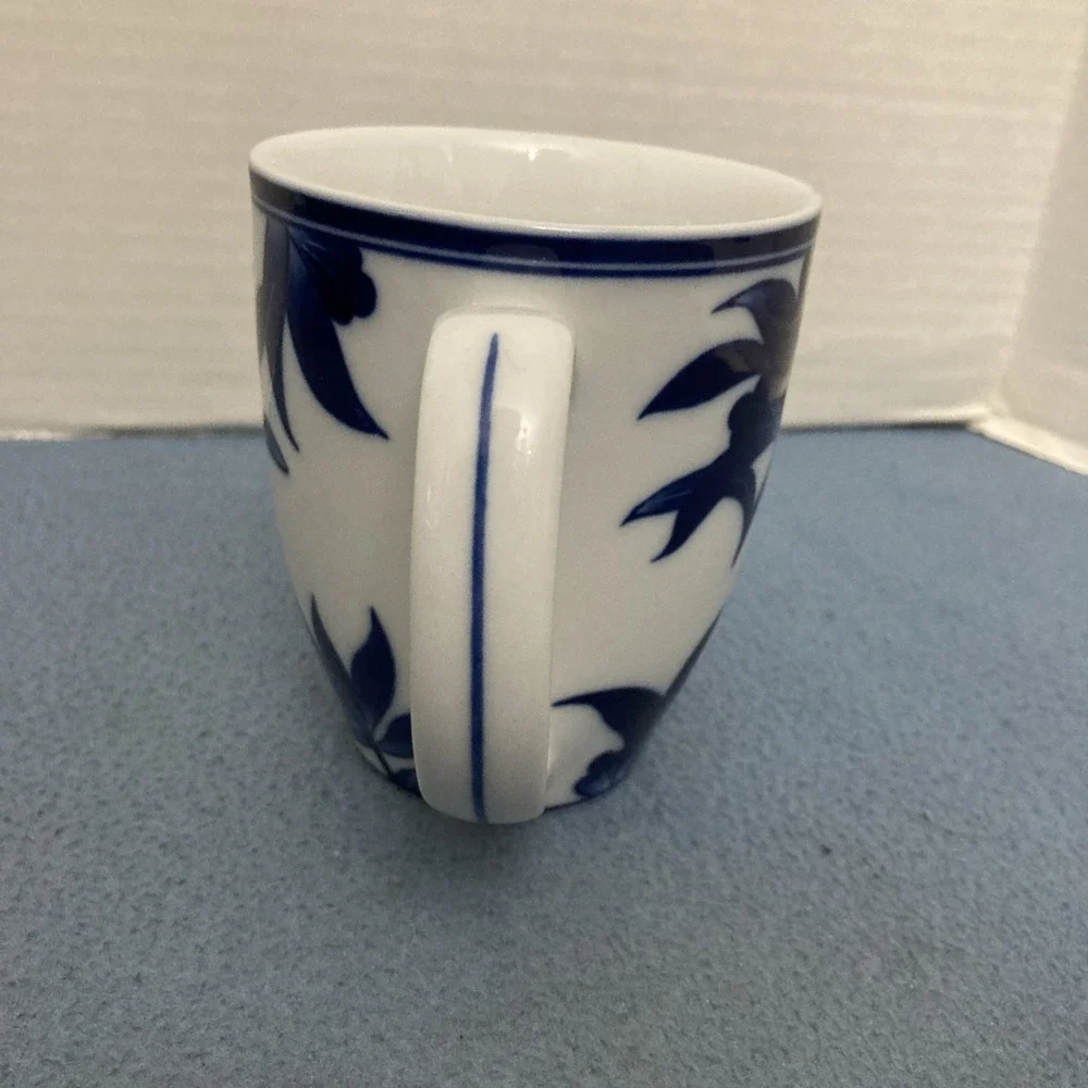 Pier 1 Ming Blue & White Floral Porcelain Coffee Mug